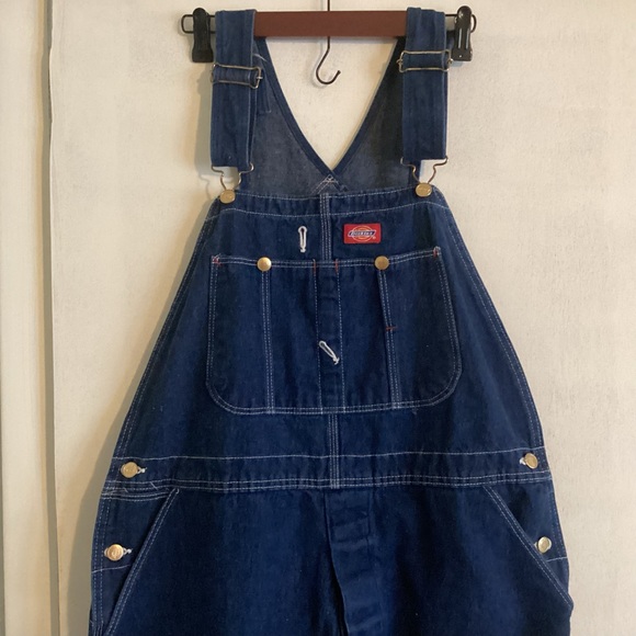 Dickies Mens denim Button Fly Bib Overalls size 40 Made in USA vintage - Picture 1 of 13
